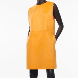 ZARA FAUX SUEDE MINI DRESS ORANGE.